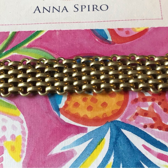 ECLucky Brand Mesh Link Bracelet Wide Gold Pave bracelet. Has lucky brand clover - Picture 2 of 8